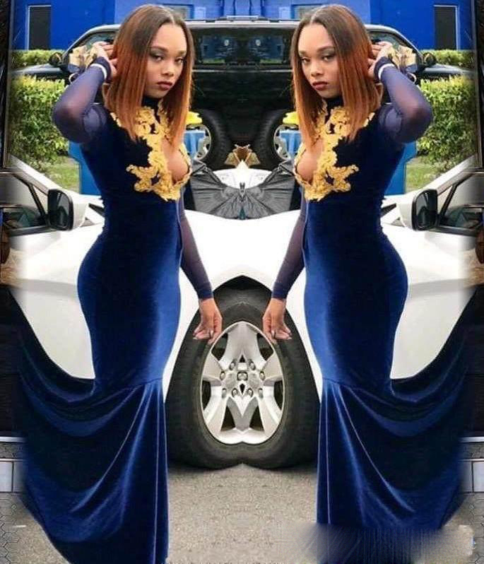 

Vintage Applique Prom Dresses Elastic Satin Long Sleeve Sweep Train Mermaid Formal Evening Dresses Prom Gowns Formal Evening Gowns, Light sky blue