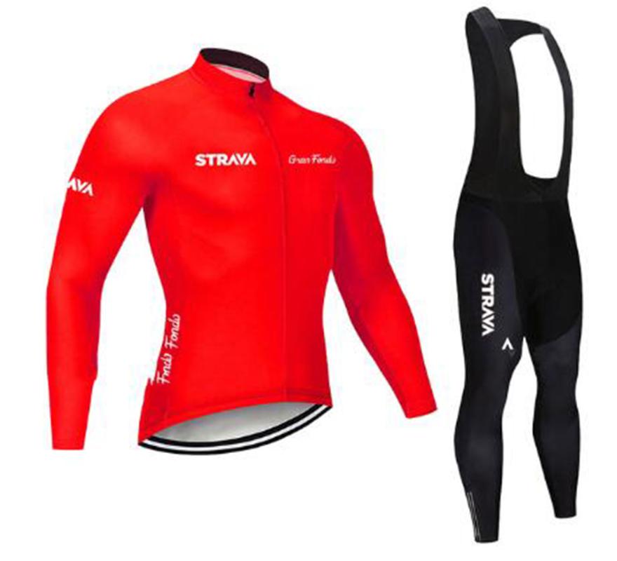

2020 Men Cycling Clothing STRAVA Ropa Ciclismo Bike Jersey Set Long Sleeve Cycling Jersey 19D Gel Pad Bike bib Pants Sui