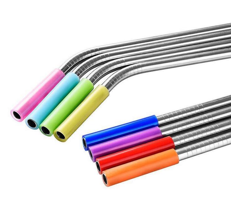

Silicone tips cover for 6mm diameter stainless steel straws 8 colors reusable straw cover prevent tooth impact Epacket ship
