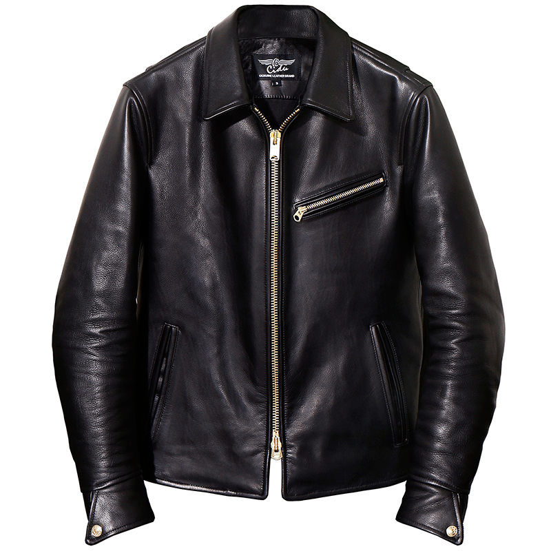

Italian Top Layer Small Cowhide Motorcycle Jacket Lapel Ami Ka Ji 1930S Genuine Leather Clothes Male, Black