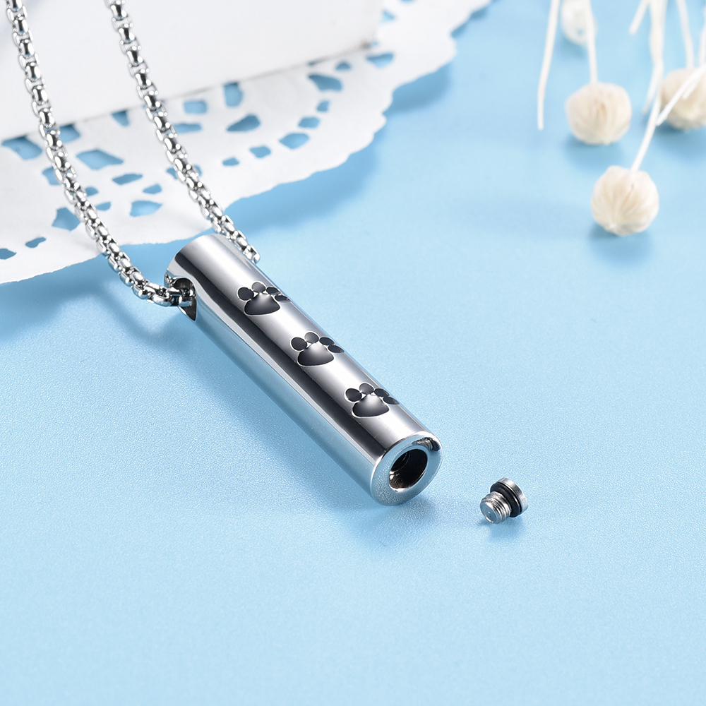 

h250 Silver and Black Color High Quality Tube Cremation Jewelry Necklace Hold More Ashes Safe for Animal Dog, Cat