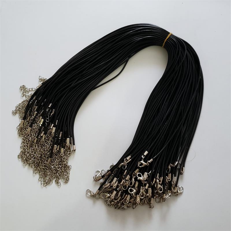 

Wholesale 100pcs/lot 2mm black Wax Leather cord rope necklaces 45cm with Lobster clasp lanyard pendant cords for diy jewelry, White;red