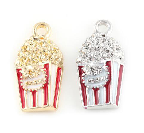 

20PCS/lot 24x12mm (Gold,Silver Color) Popcorn Pendant Charms Fit For Glass Magnetic Memory Floating Locket