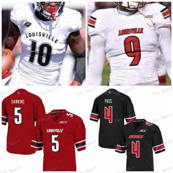 

Custom Louisville Cardinal Football Black Red White #3 Micale Cunningham 6 Evan Conley 10 Javian Hawkins 8 Lamar Jackson 150TH NCAA Jersey, As