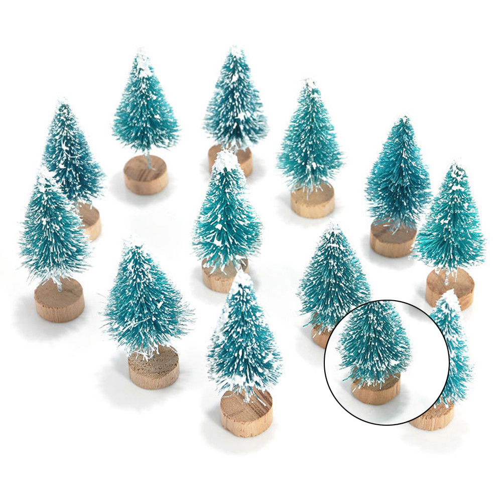 

New 12PCS/Set Mini 4.5cm 6.5cm Christmas Tree Sisal Silk Cedar Decoration Small Christmas Tree Gold Silver Blue Green White