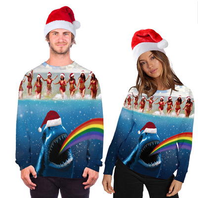 

Men and Womens Designer Sweatshirt Christmas Animal Digital Printing Female Round Neck Sweater Large Size Loose Couple Top Quality, Red