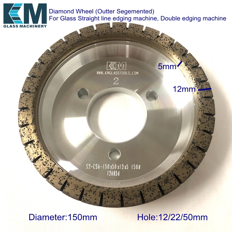 

S2-CS6/Diamond Wheel 150xdx12x5mm for Straight-line Edging, Mitering, Double Edging Machine(Outter Segemented Crown)
