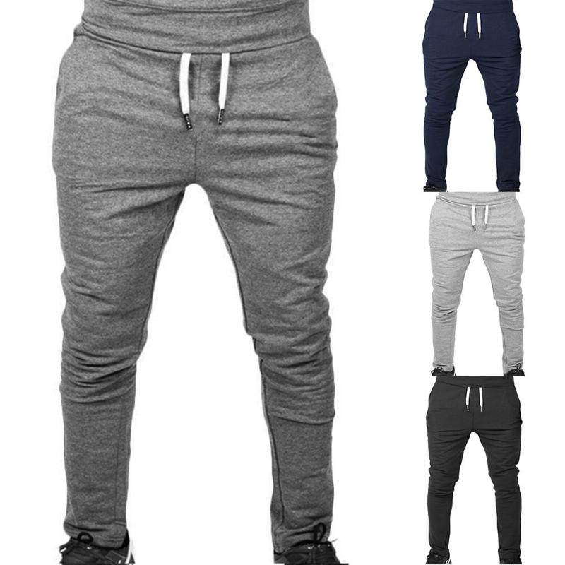 

jogging pants men Sport Pencil Pants Men Cotton Soft Bodybuilding Joggers Gym Trousers Running running, Black