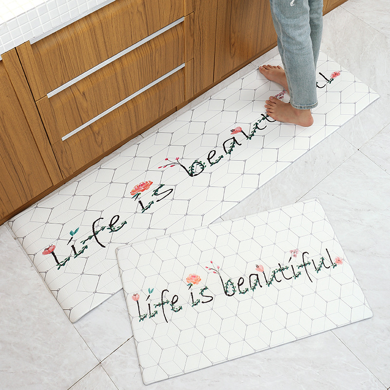 

Marbled Kitchen Carpet Entrance PVC Leather Door Floor Mat In The Hallway Outdoor Indoor Waterproof Non-slip Doormat Rugs Mats, 05