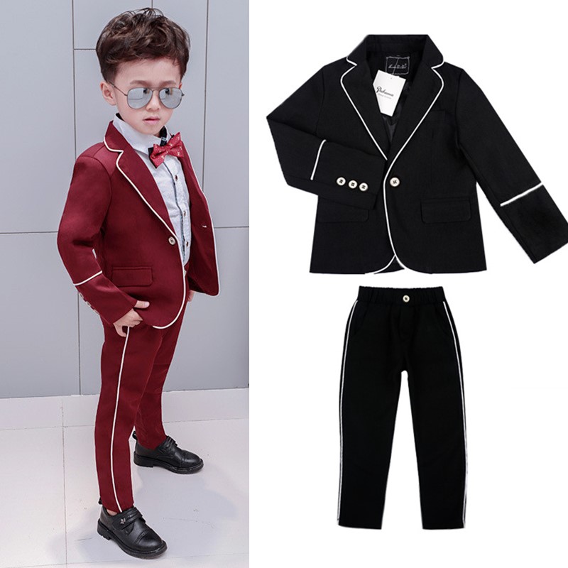 

new children costume blazer clothing suits Boys Suit Jackets Spring Cotton Coat Pants  Piece Boy Suits Formal For Wedding, Black