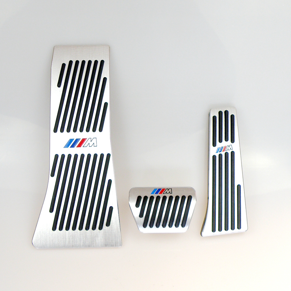 

No Drill Gas Brake Footrest Pedal Plate Pad For BMW X5 X6 Series E70 E71 E72 F15 AT Aluminum alloy gas brake pedal LHD AT M LOGO