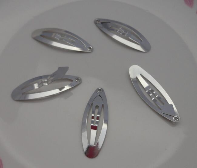 100PCS 3.8cm 1.5&quot; silver finish plain chunky Oval Metal Snap Clips for Handmade Hair accessories at lead free and nickle free-image-436227739
