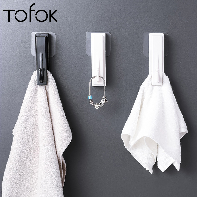

Tofok Wall-mounted Door Back Hook Bathroom Clothes Coat Towel Holder No Trace Rack Storage Closet Hanger Home Kitchen Organizer