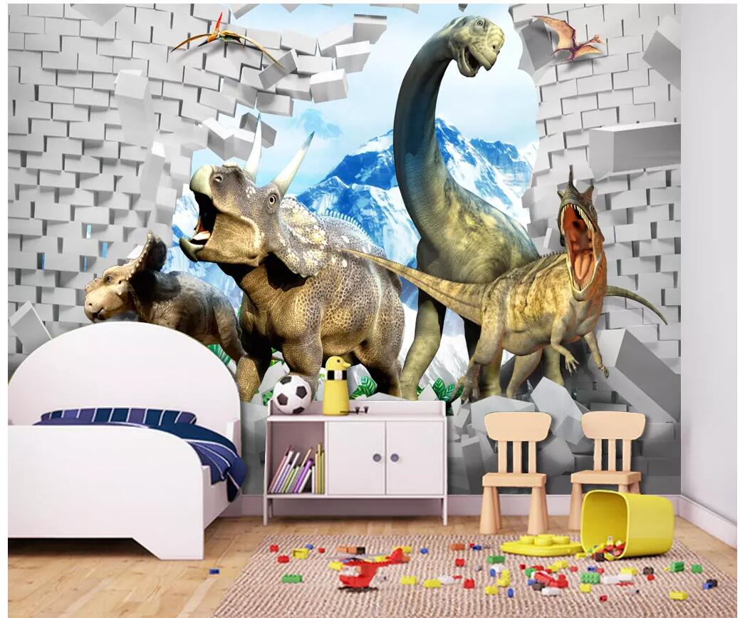 

3d room wallpaper custom photo Dinosaur brick wall children room background home decor living room 3d wall murals wallpaper for walls 3 d, Non-woven wallpaper