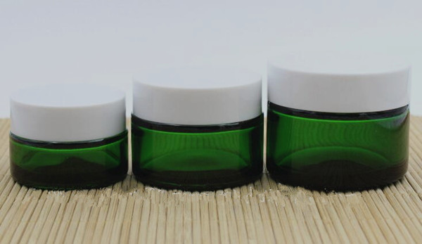 

20g 30g green glass wax silicone jars for cosmetic cream oil wax with black silver gold lid small wax container jars