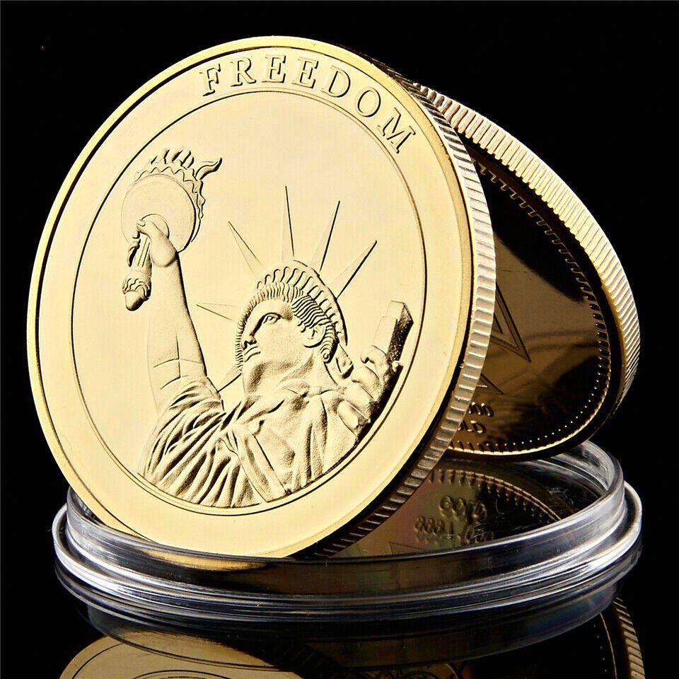 Arts and Crafts 2001 9.11 Remember Attacks World Trade Center Terrorist Attack Liberty Freedom 1oz Gold Plated Metal Coin-image-521897504
