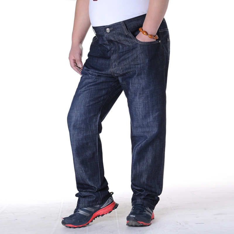 

Men's Spring And Summer Thin High Waist Jeans Loose Casual Cotton Long Trousers Super Large Male Size 36-40 41, 006070 light blue