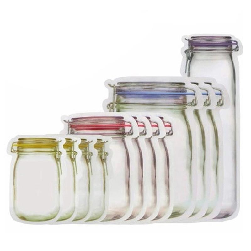 

24PCS Mason Jar Self-styled Bag Sealed Storage Pouch Transparent Material Storage Bag Freshness Protection