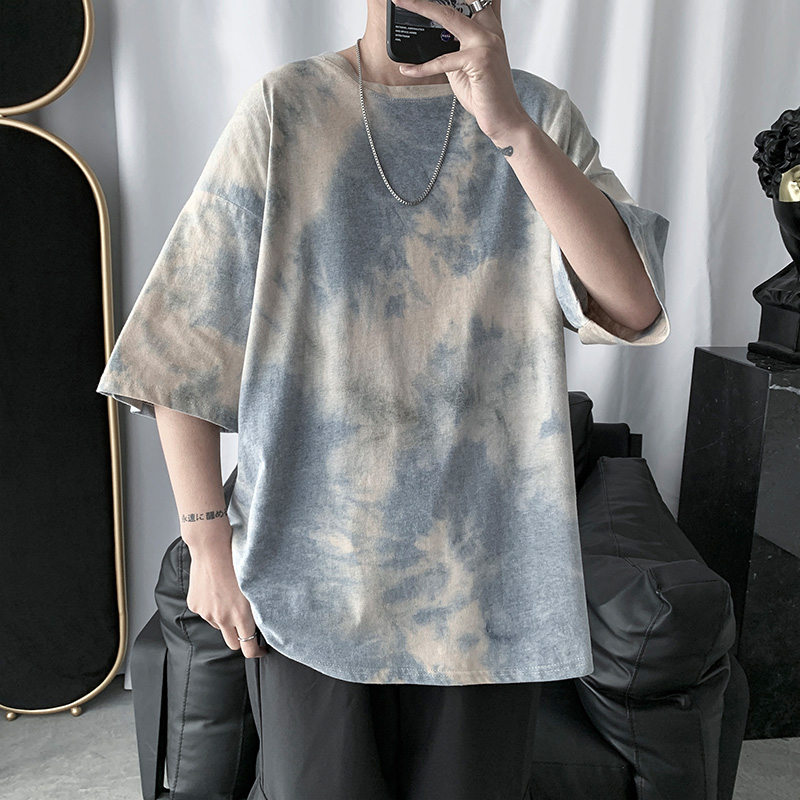 t shirt for men Summer Half-Sleeve Shirt T-shirt Men's Loose Harajuku 5-Point Short Sleeve men clothing one piece t