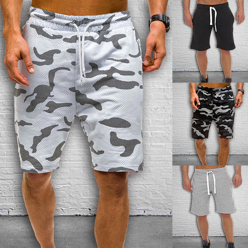 

Running Shorts Men Fashion Print Gym Shorts Elastic Waist Drawstring Summer Ropa Deportiva Hombre Running Women, Gray