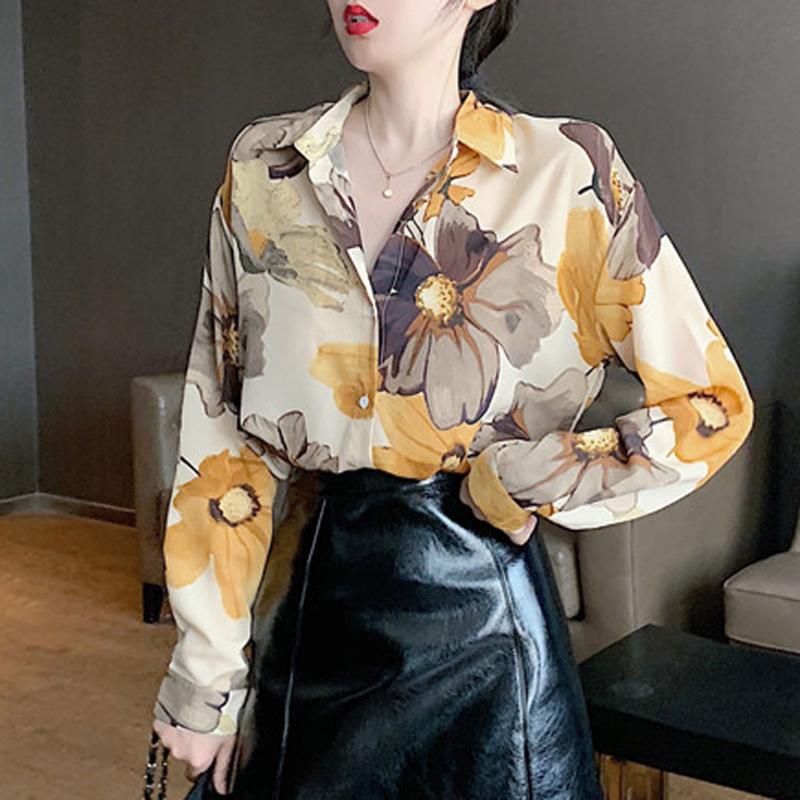 

Fashion Boho Shirt Women' Casual Long Sleeve Sweet Print Button Blouse Vintage Shirts Tops Daily Blouse Beach Shirt Top Mujer, As pic