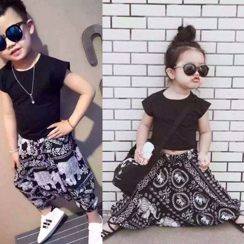 2019 Summer Style Girl Clothes Shirts + Harem pants 2pcs Girls Clothing Sets Fashion Baby Girl Clothes Kids Clothes Sets-image-463701039