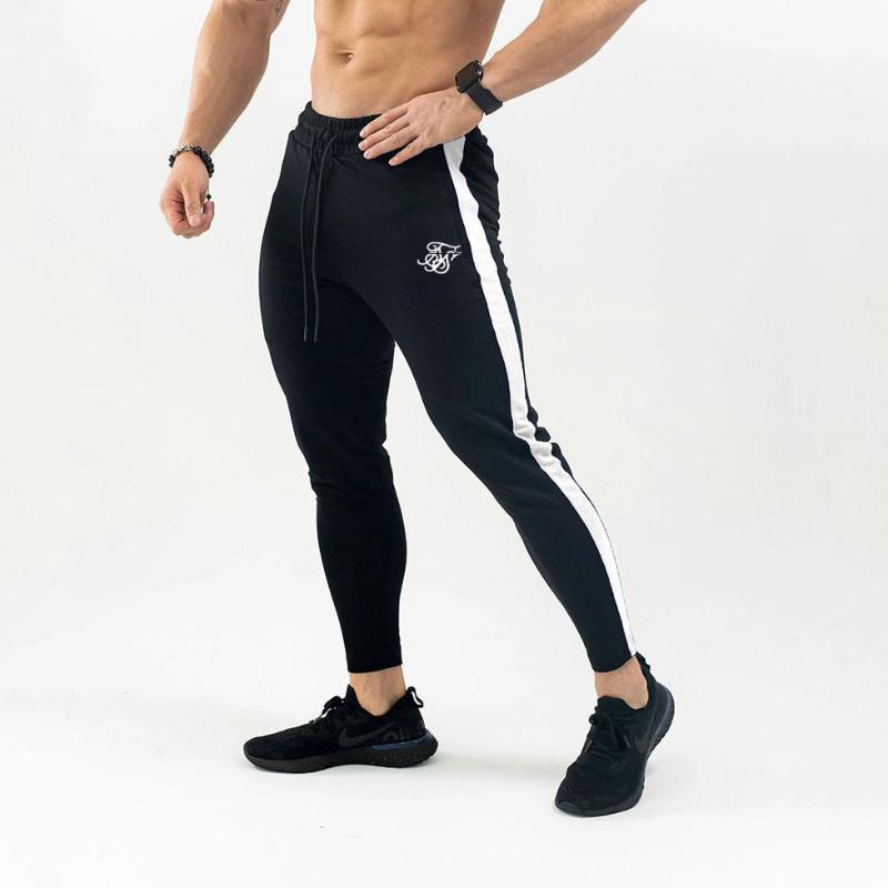 

Siksilk Autumn new Men Fitness Sweatpants male gyms Bodybuilding workout cotton trousers Casual Joggers sportswear Pencil pants, Black 1 no logo