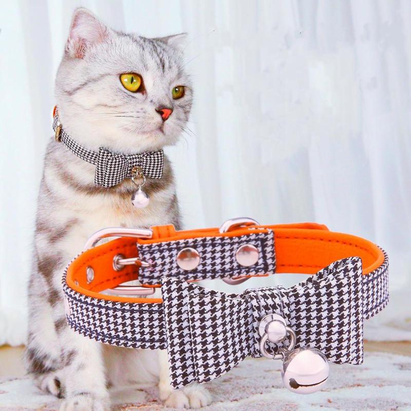 

Adjustable Pet Cat Dog Collars Soft comfortable Bow-Knot Cat Bell Collar Houndstooth collar for Cats Puppy Bow Ties Pet Supplies