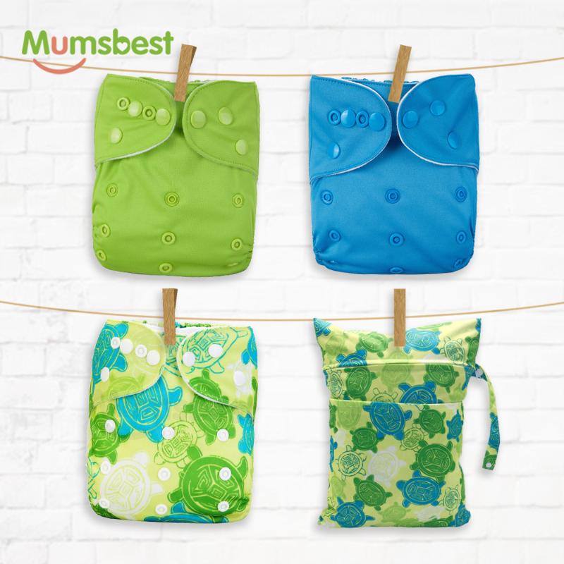 

Mumsbest 4PCS/PACK New Reusable Cloth Diapers With 30*40 Wet Bag Waterproof Available 0-2years 3-15kg Eco-Friendly Nappy Cover, Y11