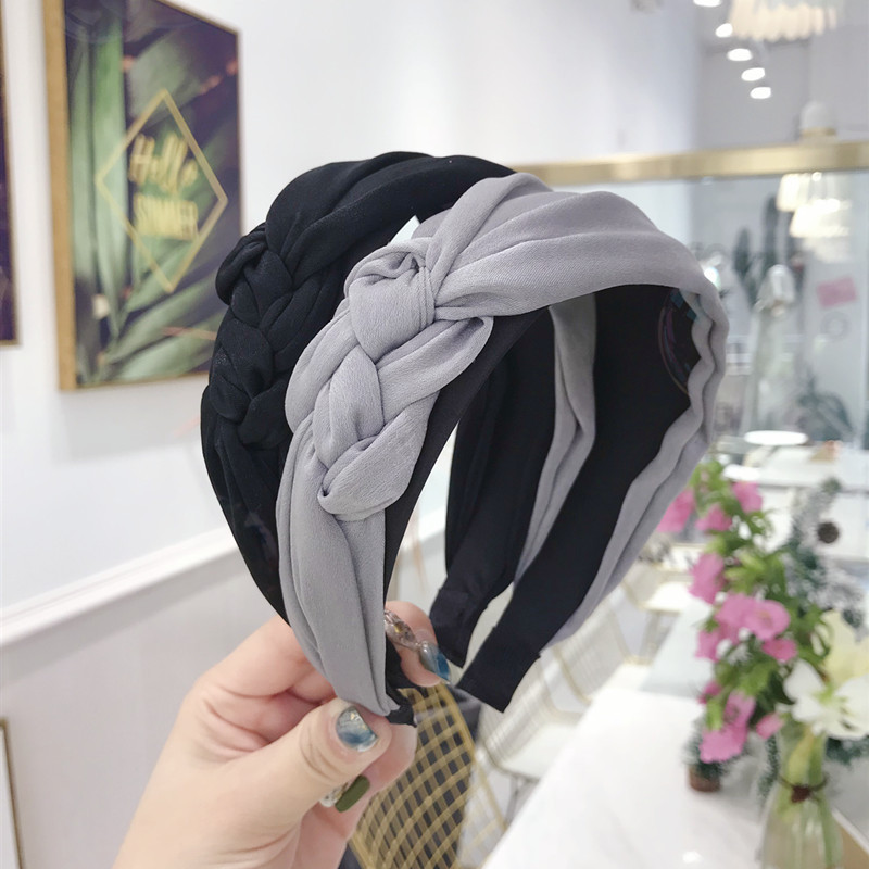 

Braid Hairband Women Cotton Fabric Knotted Headband Vintage Twist Turban Hair Accessories Wide Hair Band Headwear