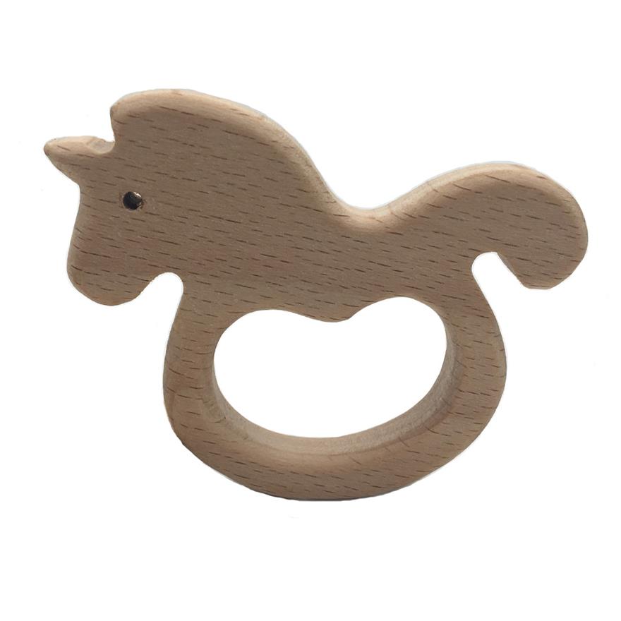 

Baby Teether Beech Wooden Teether Baby Nursing Necklace Wooden Teether Unicorn Teething DIY Wood Charms Newborn Gift