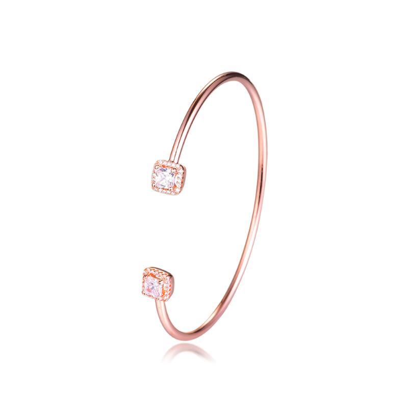 

Bangle QANDOCCI Bracelet Rose Open Bangles Bracelets For Women Pulseira Feminina Pulseras Mujer Moda Silver 925 Sterling Jewelry