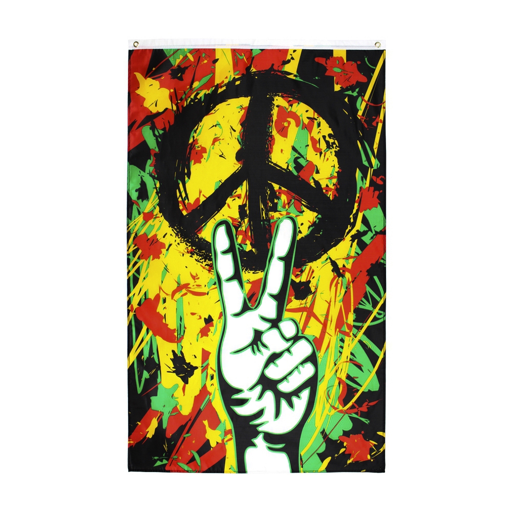 

Free Shipping In Stock 3x5ft 90x150cm Huge Peace Graffiti Flag Banner Sign Hippy Rasta Party Outdoor Bong Cloth Poster