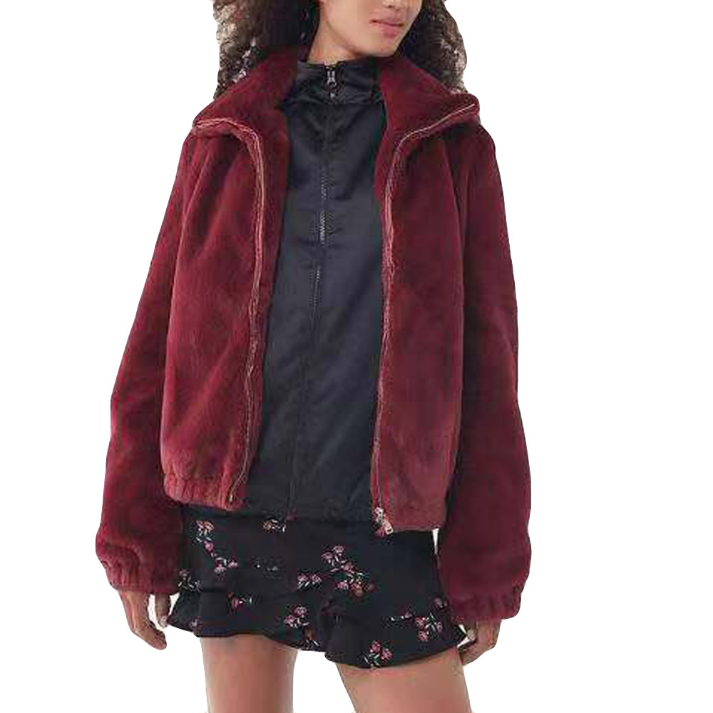 

New High Quality Cotton Coat Women Fluffy Warm Outwear Plush Hooded Hairy Women Winter Coat Red Loose Trench Pure Color Nove8, Beige