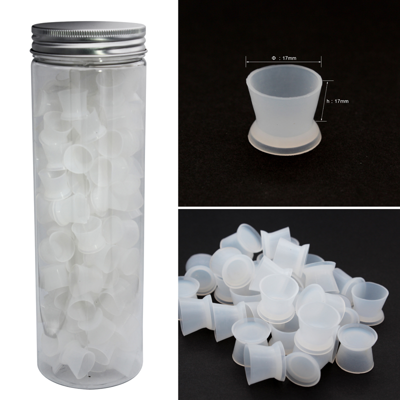 

100pcs / Box Small White Color Silicone Tattoo Ink Cups Pigment Cap with Base Size L & Size S Tattoo accesories