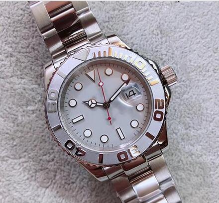 

classic fashion free shipping Automatic machine Movement Men Watch Yatch Sapphire Crystal Master II White Dial 316 Stainless Band Male Clock, Black