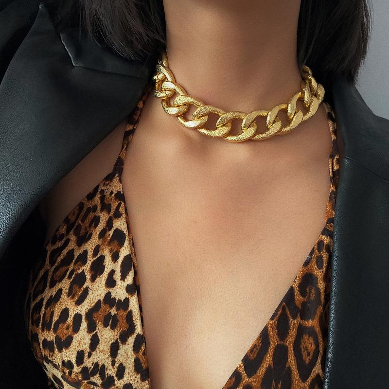 

2020 big white gold-color Statement Cuban Link Chain Choker Necklace adjust Women Wedding Bijoux Wholesale free shipping