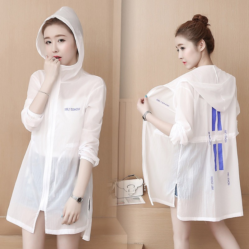 

2020 New Sun-Proof Clothing Women's Summer Mid-Length Korean-Style Outdoor Loose Beach Clothes Thin Cardigan Coat Women Trench, Blue