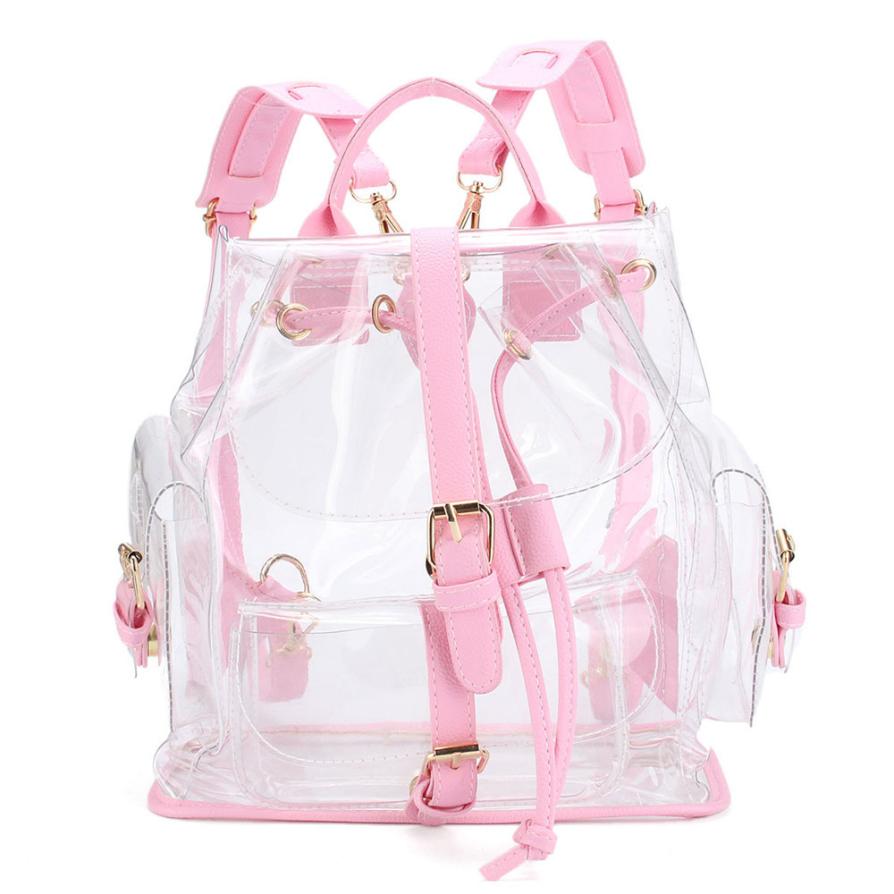 

Women's Backpack Clear Plastic See Through Security Transparent Backpack Bag Ladies Travel Bag Ladies Bag