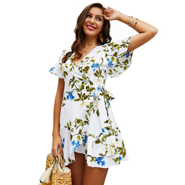 ladies floral wrap dress