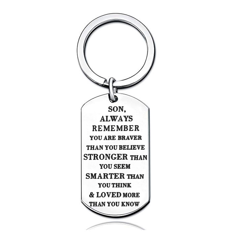 

GELICITY 5 style stainless steel keyring son daughter grandson granddaughter always remember keyring gift keychain