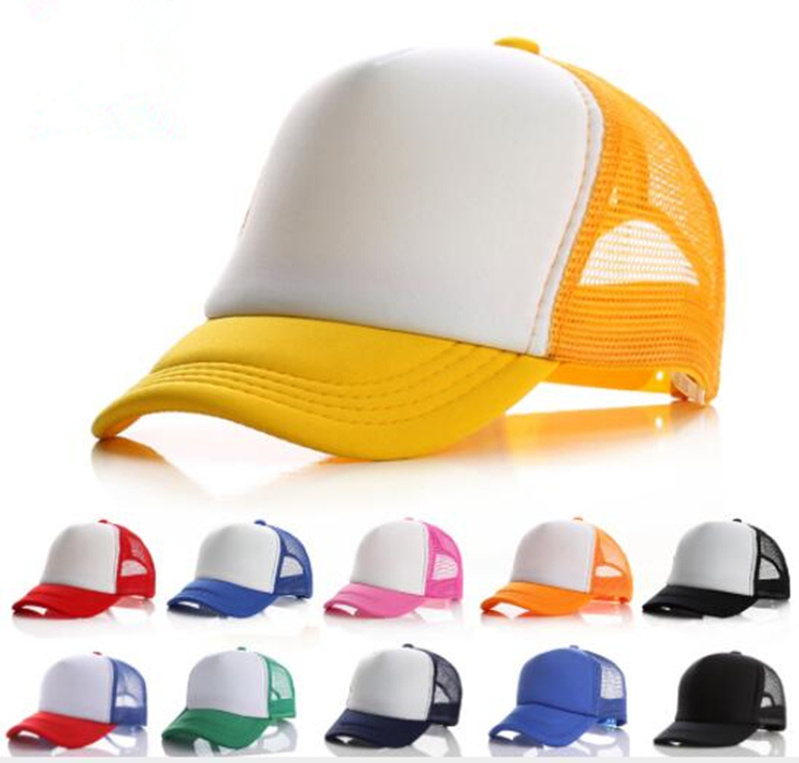 

2020 mix colors Kids Trucker Cap wholesale Blank Trucker Hats Snapback Hats kid Size Solid Color Hiphop Beach Hats Unisex Sunblock Sunblocks, White