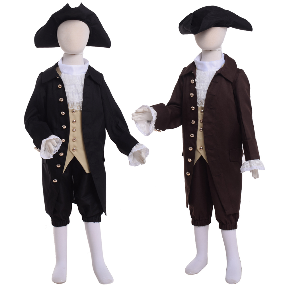 

Rococo Boys Colonial Costume Set Patriotic Boy Costume Deluxe Thomas Jefferson George Washington Alexander Hamilton Costume, Black