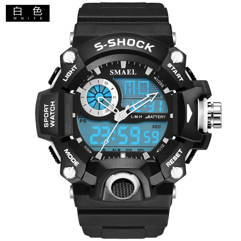 

Quartz-Digital PU Wholesale Shock Watch Digital Style Band G Sports Waterproof Male Wristwatch Clock LED Men Reloj Watch Electronic Brpbr, Slivery;brown