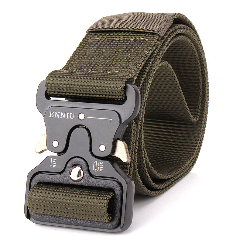 

Tactical Belt Metal Quick Release Magnetic Buckle Army Duty Belt Mens Nylon Hunting Climbing Sports Waist Combat, Brown hook