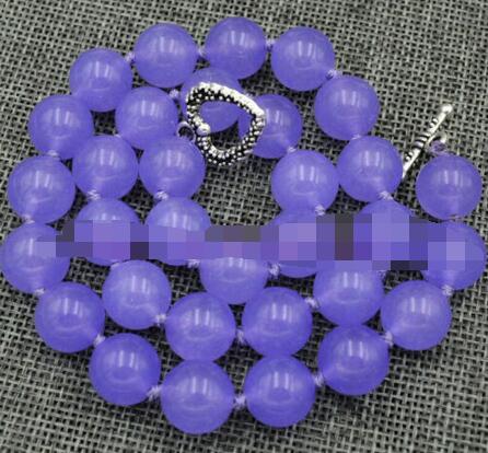 

Best quality Light Purple 12mm Lavender Jade Gemstone Necklace 18 "