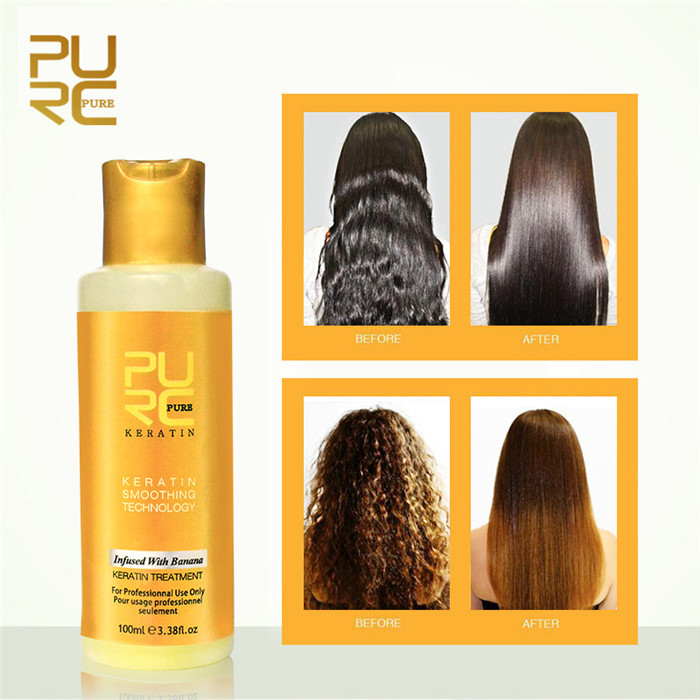 

PURC 12% Banana flavor Keratin treatment Straightening hair Repair damaged frizzy hair Brazilian keratin treatment 100ml