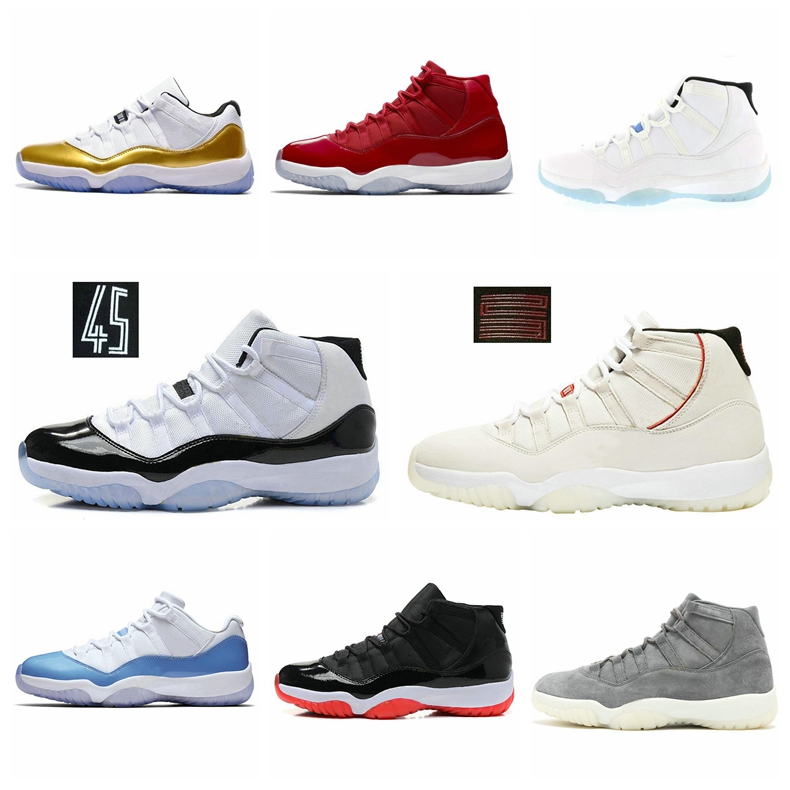 

11 11s Men Basketball Shoes 2019 New Concord Platinum Tint Sneakers XI Chicago Bred Space Jam Women Sports Shoes 36-47