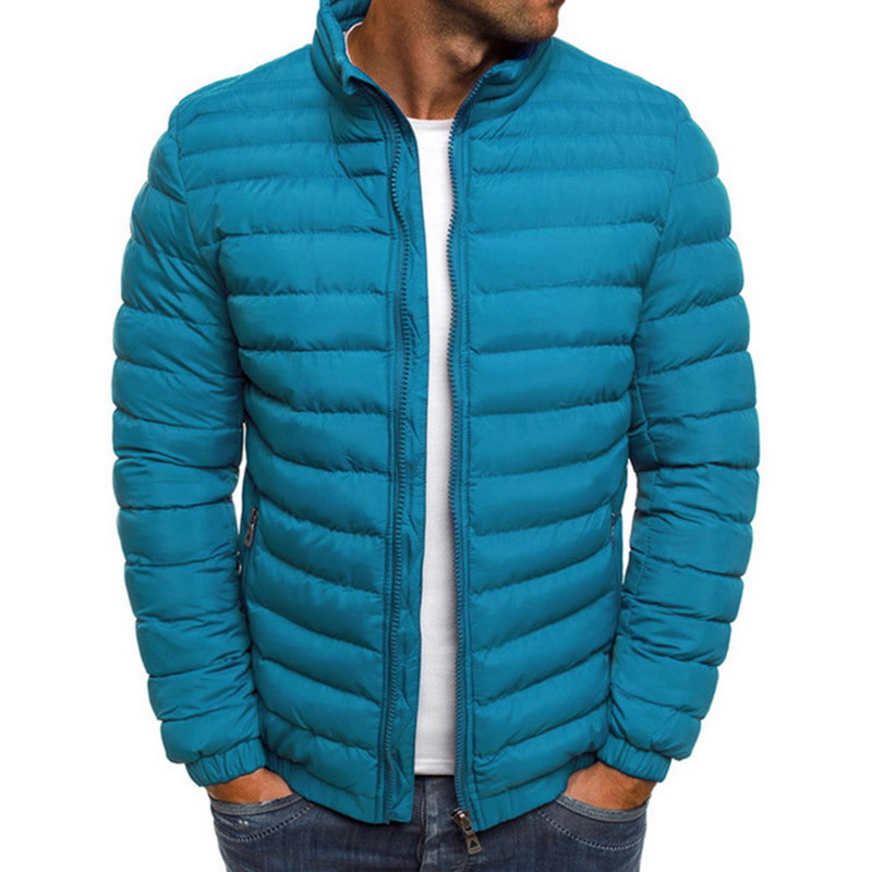 

Striped Parkas Jackets Men Classic Parka Coats Packable Down Autumn Winter Zipper Outwear Pocket Stand Collar Tops Men' Warm, Blue
