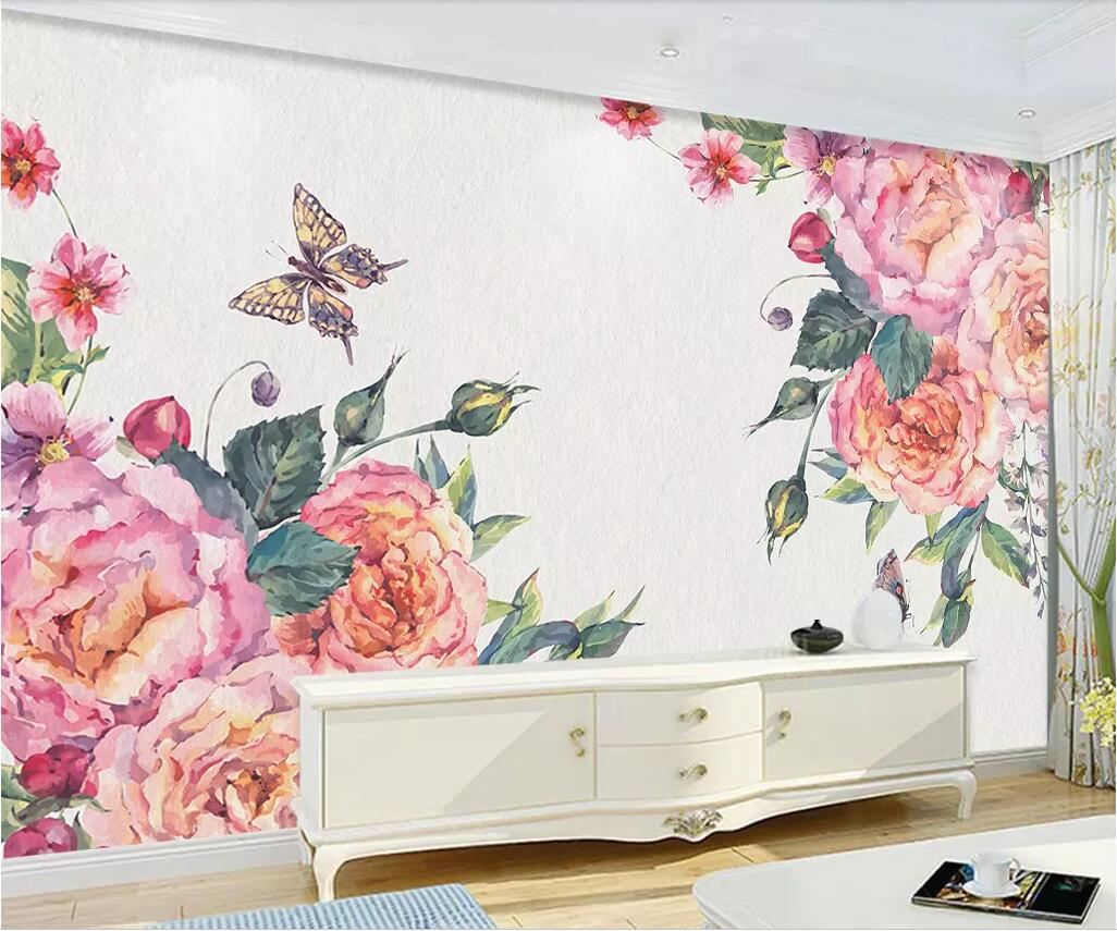 

3d wallpaper custom photo mural Beautiful watercolor hand-painted idyllic rose home decor living room 3d wall murals wallpaper for walls 3 d, Non-woven